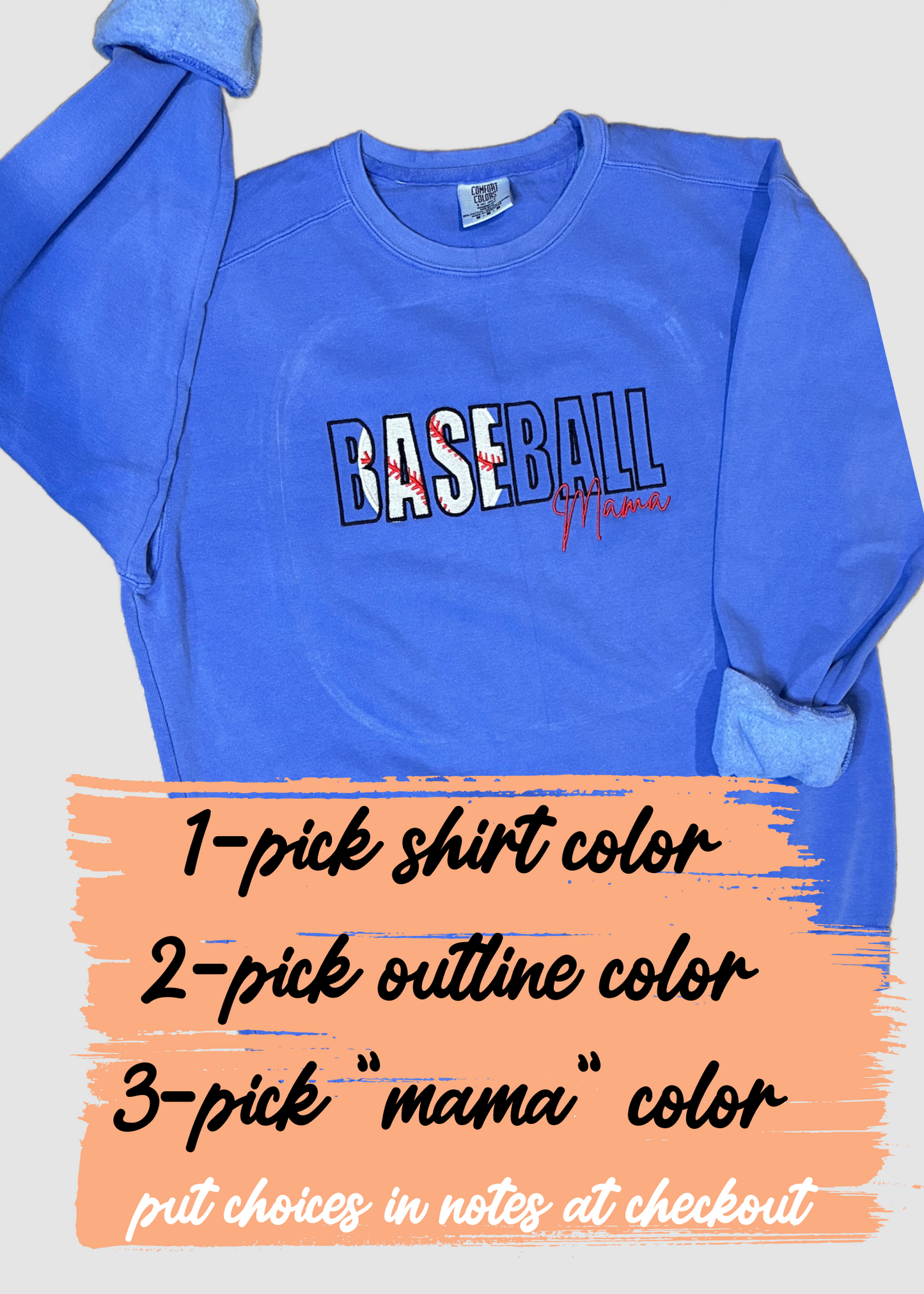 Custom Embroidered Baseball Mama Tee or Sweatshirt