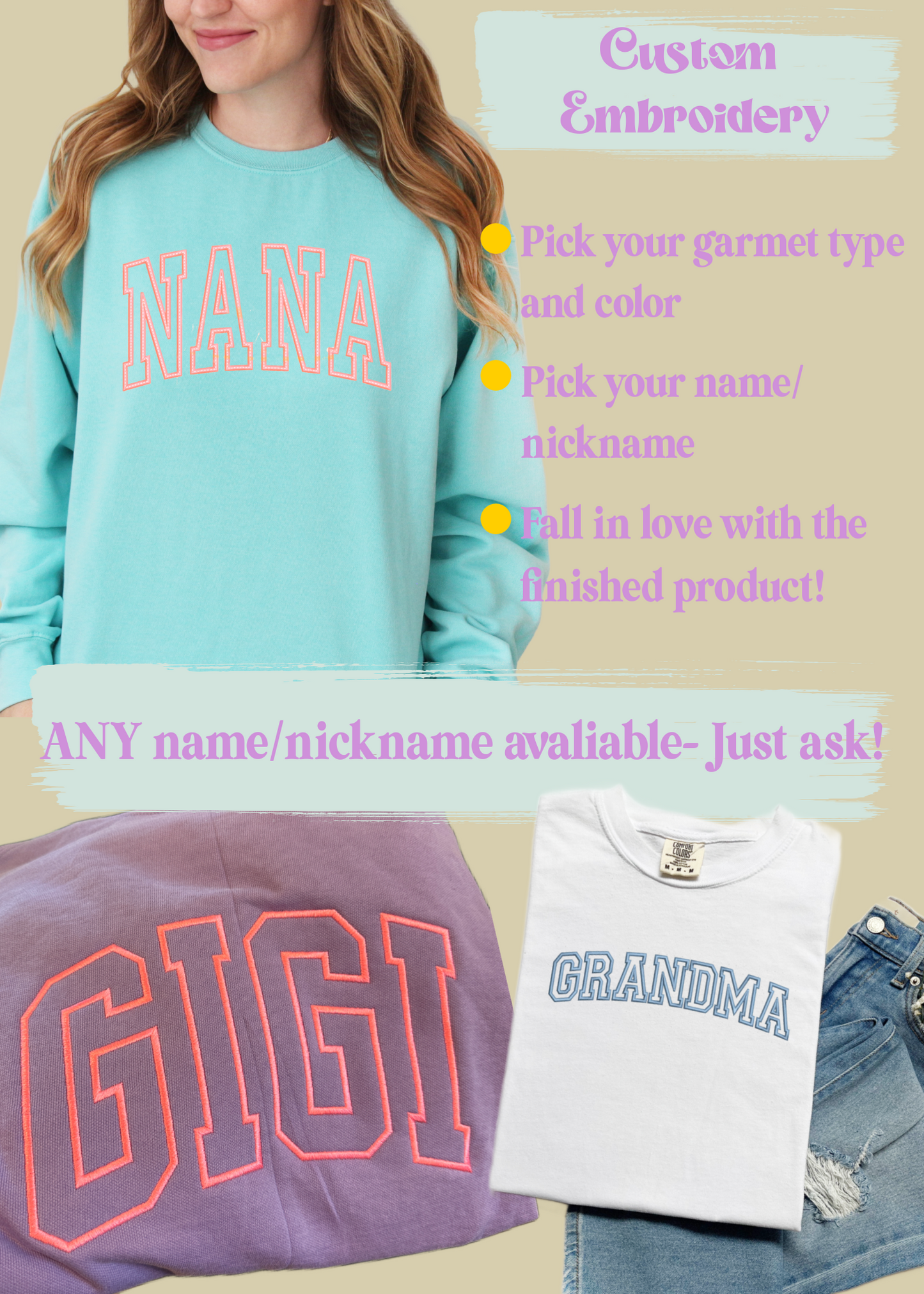Custom Embroidered Appliqué Tee or Sweatshirt