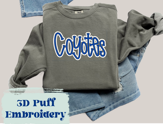 ADULT- Coyotes 3D Puff Embroidered Sweatshirt