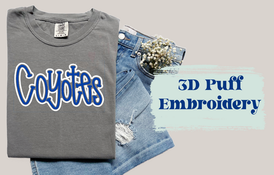 3D Embroidery- Coyotes Tee