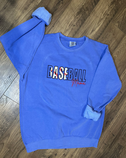 Custom Embroidered Baseball Mama Tee or Sweatshirt